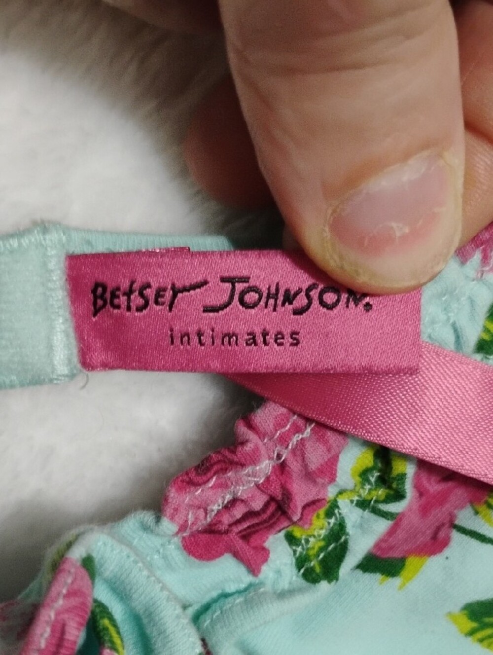 Betsey Johnson Mint Floral Spaghetti Strap Camisole with Pink Roses - Picture 2 of 7